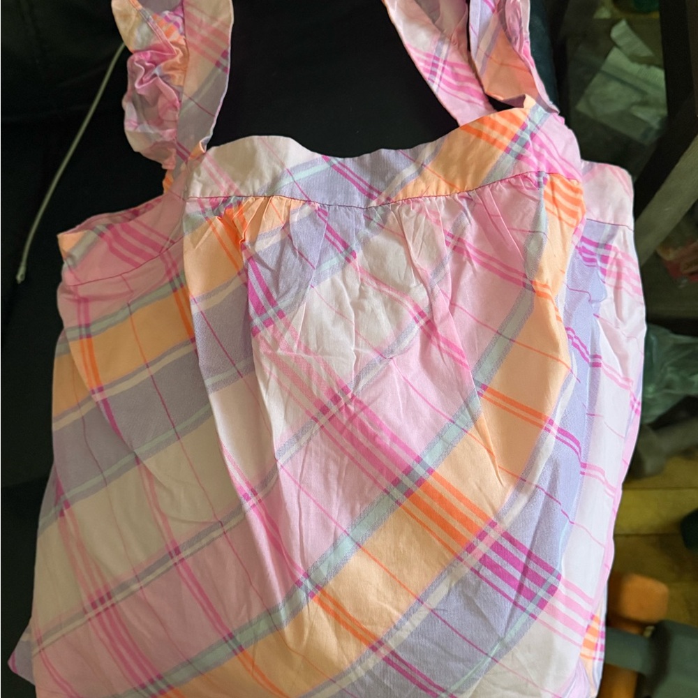 Plaid Pink and Orange Flutter Tank Top Lilly Pulitzer NWOT